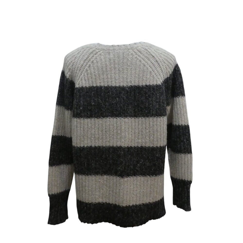 AEO American Eagle Gray Cream Striped Pullover Sweater Womens Large - Picture 4 of 7